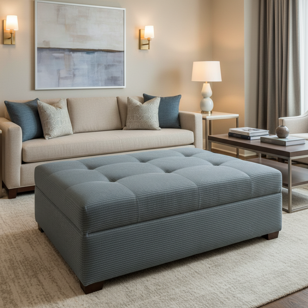 Trade Wind - Seaport Upholstered Ottoman | Architectural Fabrics