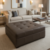Aire Pebbled - Cocoa Bean Breathable Polyurethane Upholstered Ottoman | Architectural Fabrics
