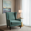 Woven Textured Grid Teal Patina Upholstered Chair | Architectural Fabrics