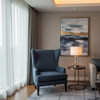 Fine Vertical Texture Deep Indigo Upholstered Chair | Architectural Fabrics