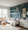 The Original Yeeha 1950's Cowboy Retro | Architectural Wallcoverings - Girls Western Chic Bedroom Room Setting