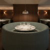 Woven Chevron Pattern Teal Sand Upholstered Banquette | Architectural Fabrics