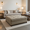 Aspect - Taupe Linen Performance Polyurethane Upholstered Ottoman | Architectural Fabrics