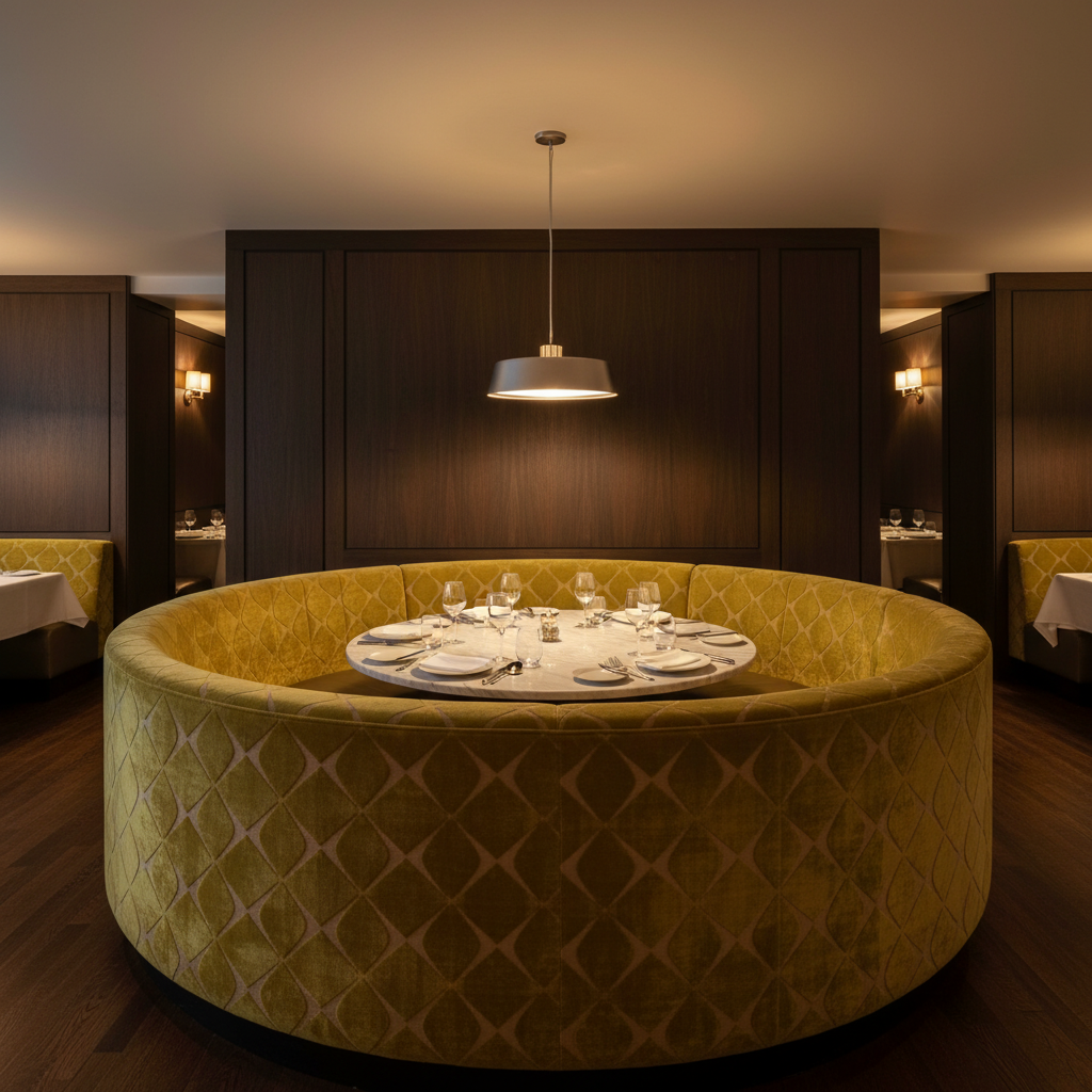 Geometric Velvet Diamonds Golden Pistachio Upholstered Banquette | Architectural Fabrics