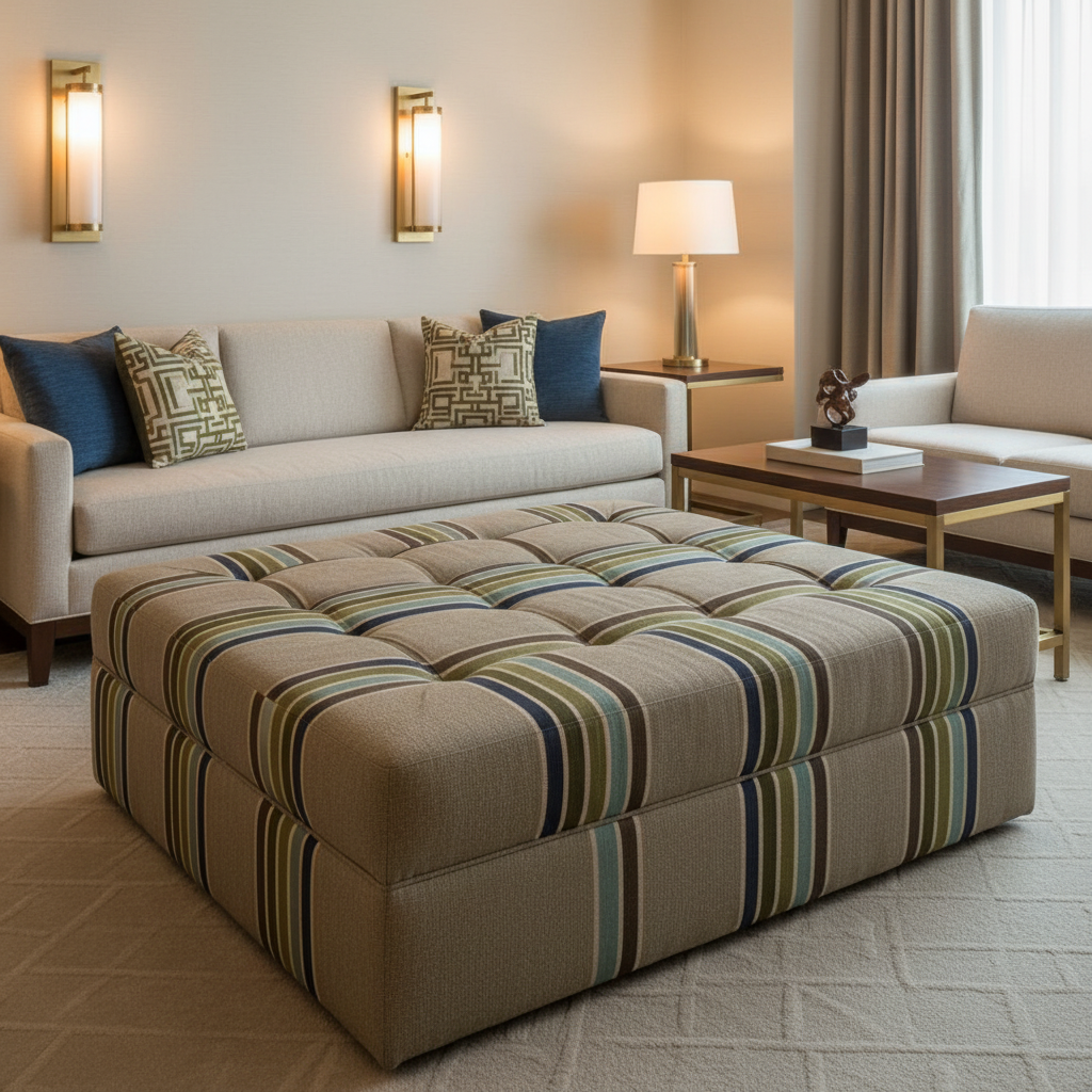 Sugar Mill Stripe - Paloma Upholstered Ottoman | Architectural Fabrics