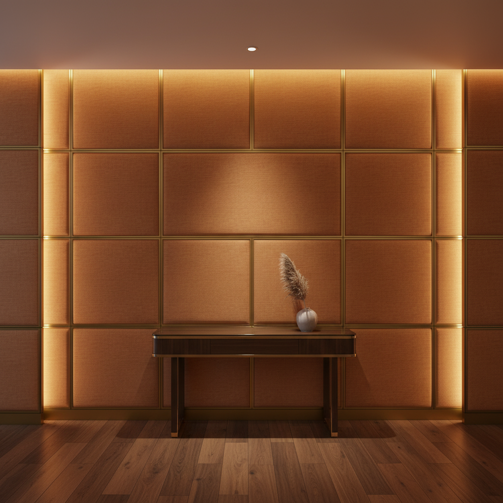 Linen Island - Persimmon Upholstered Wall Panel | Architectural Fabrics