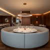 Subtle Pebble Texture Cool Silver Upholstered Banquette | Architectural Fabrics