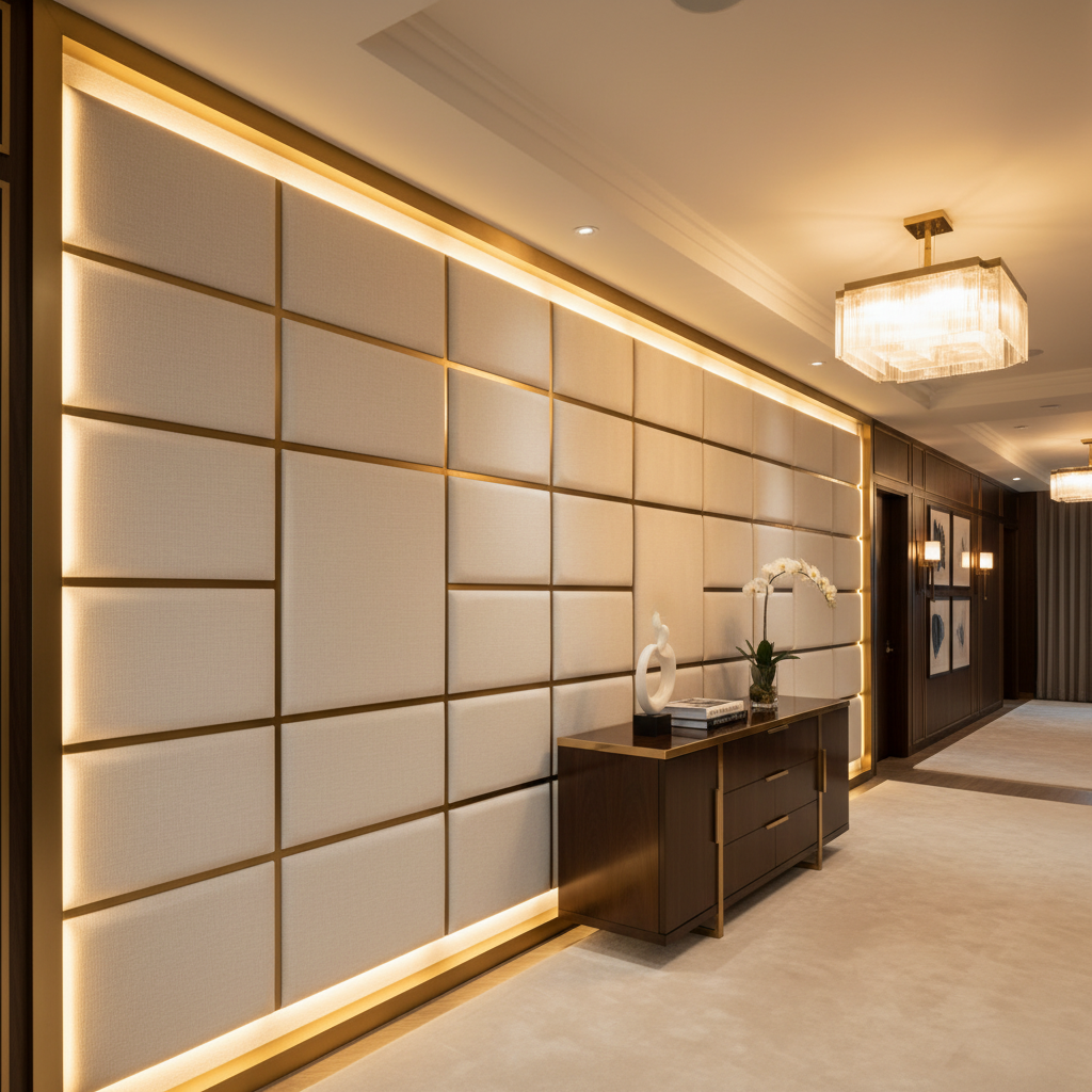 Irvington Blanco Contemporary off-white & ivory Upholstered Wall Panel | Architectural Fabrics