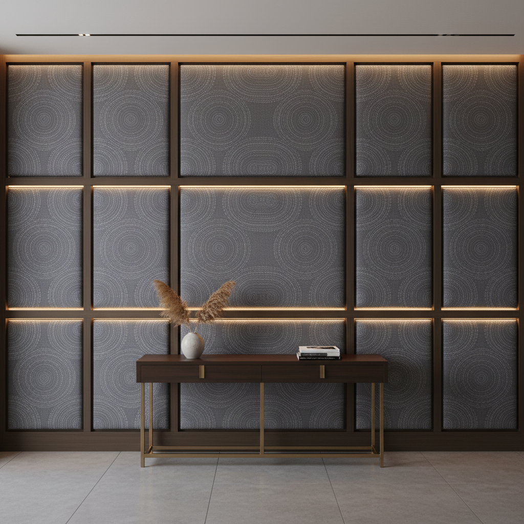 Virgin Gorda - Graphite Upholstered Wall Panel | Architectural Fabrics