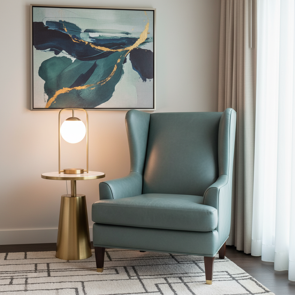 Smooth Pebble Grain Dusty Teal Upholstered Chair | Architectural Fabrics