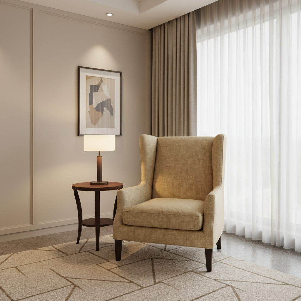 Triangle Reef - Cream Upholstered Chair | Architectural Fabrics