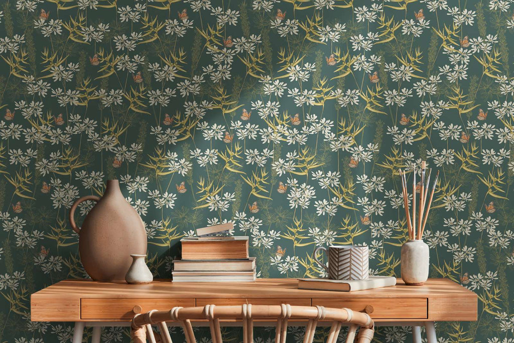 Drawn Into Nature Teal Wallcovering | AS Creation