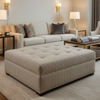 Woven Chevron Pattern Neutral Taupe Upholstered Ottoman | Architectural Fabrics