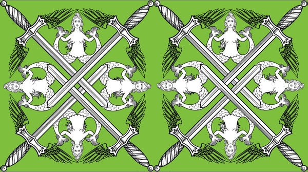 Wings and Mermaids - Green and White - Pattern Design Lab Wallcovering | DW Bespoke Studios