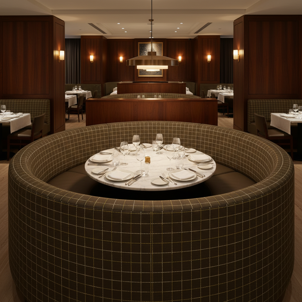 West End - Truffle Upholstered Banquette | Architectural Fabrics