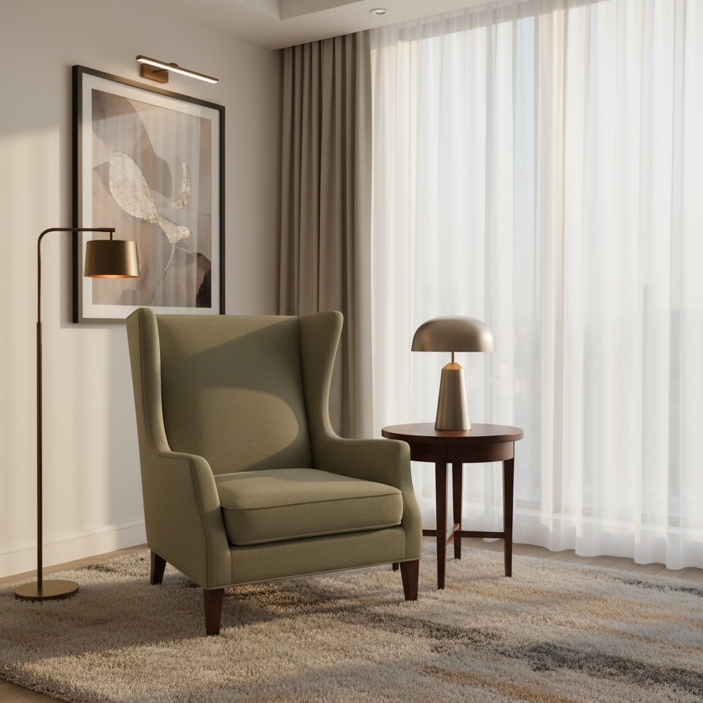 Smooth Matte Texture Dusty Olive Upholstered Chair | Architectural Fabrics