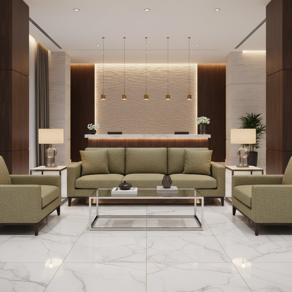Fine Woven Texture Soft Olive Upholstered Sofa | Architectural Fabrics
