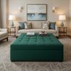 Fine Velvet Texture Deep Emerald Upholstered Ottoman | Architectural Fabrics