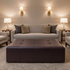 Fine Pebble Grain Deep Plum Upholstered Ottoman | Architectural Fabrics