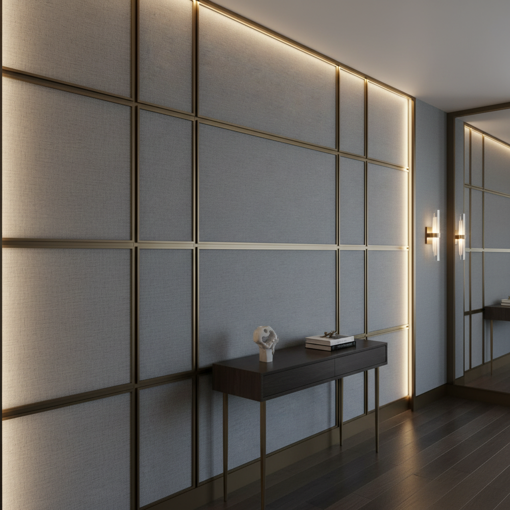 Aarden - Stone Gray Silicone Hybrid Upholstered Wall Panel | Architectural Fabrics