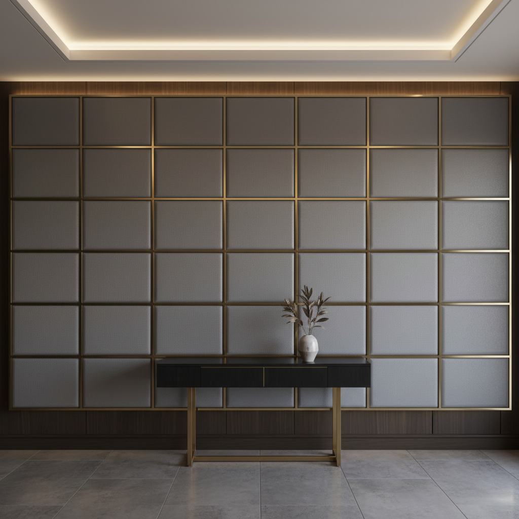 Algiers - Slate Gray Performance Vinyl Upholstered Wall Panel | Architectural Fabrics