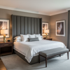 Fine Pebble Grain Charcoal Shadow Upholstered Headboard | Architectural Fabrics