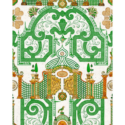 Emperor’S Labyrinth - White, Green, Orange Wallcovering | Mind the Gap