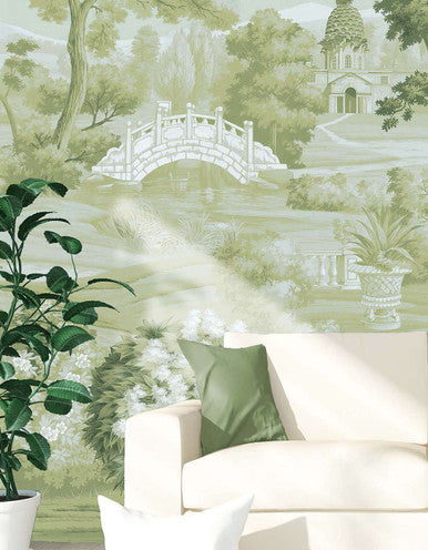 English Garden Sage Green | Mural Source