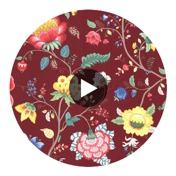 Epona Burgundy Floral Fantasy Wallcovering Circular Swatch | LA Walls