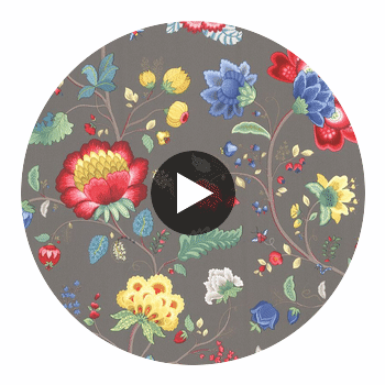 Epona Charcoal Floral Fantasy Wallcovering Circular Swatch | LA Walls