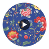 Epona Dark Blue Floral Fantasy Wallcovering Circular Swatch | LA Walls