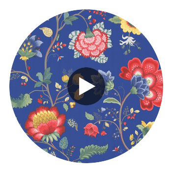 Epona Dark Blue Floral Fantasy Wallcovering Circular Swatch | LA Walls