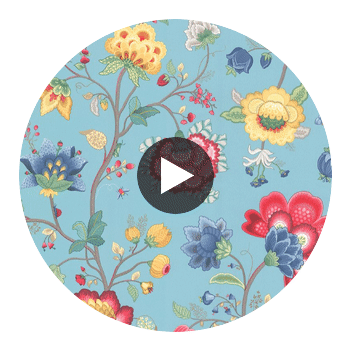 Epona Light Blue Floral Fantasy Wallcovering Circular Swatch | LA Walls