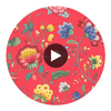 Epona Red Floral Fantasy Wallcovering Circular Swatch | LA Walls