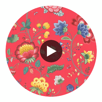 Epona Red Floral Fantasy Wallcovering Circular Swatch | LA Walls