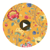 Epona Yellow Floral Fantasy Wallcovering Circular Swatch | LA Walls