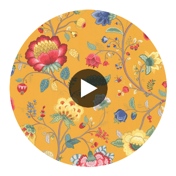 Epona Yellow Floral Fantasy Wallcovering Circular Swatch | LA Walls
