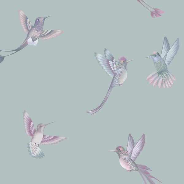 Exotic Birds Concrete Grey - Light Gray Wallcovering | Brand McKenzie