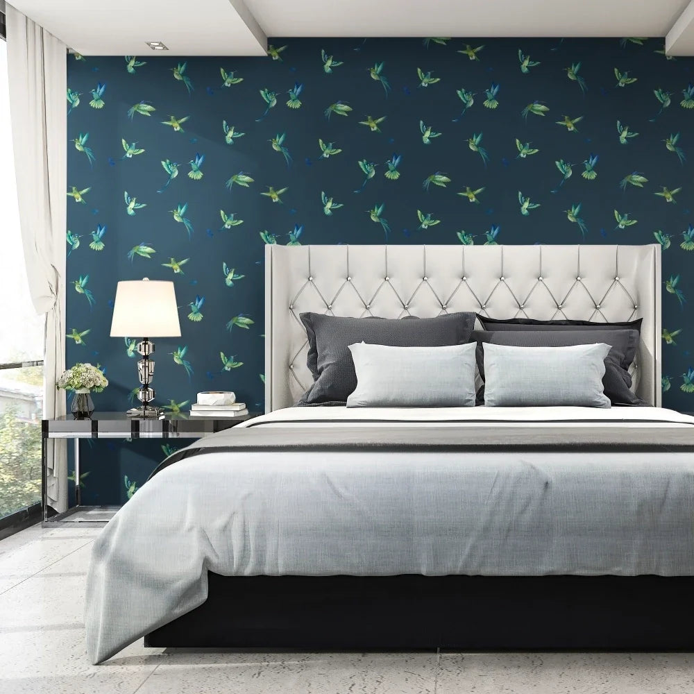 Exotic Birds Midnight Blue Wallpaper | Brand McKenzie