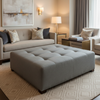 Triangle Reef - Graphite Upholstered Ottoman | Architectural Fabrics