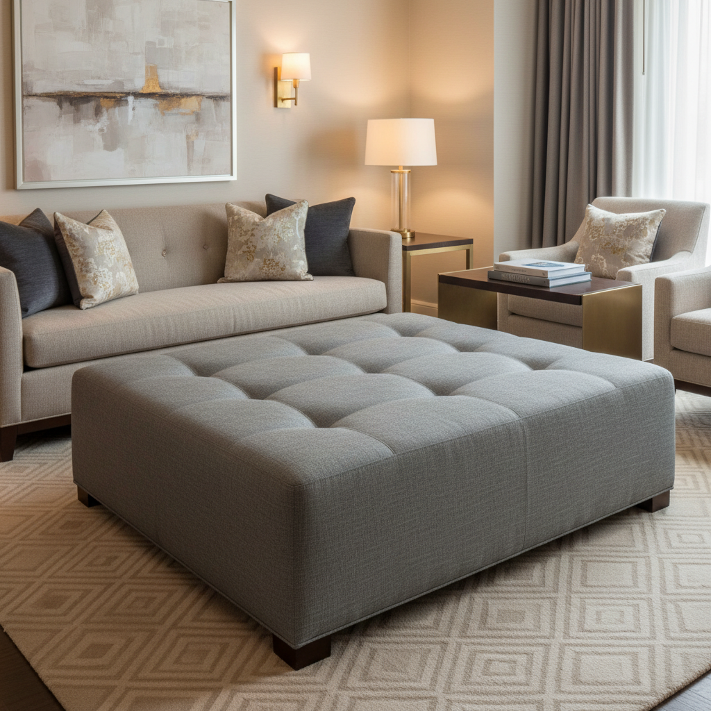 Triangle Reef - Graphite Upholstered Ottoman | Architectural Fabrics