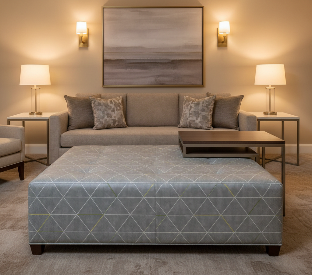 ANNENDALE ELUSIVE Upholstered Ottoman | Architectural Fabrics