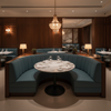 Subtle Textured Solid Deep Teal Upholstered Banquette | Architectural Fabrics
