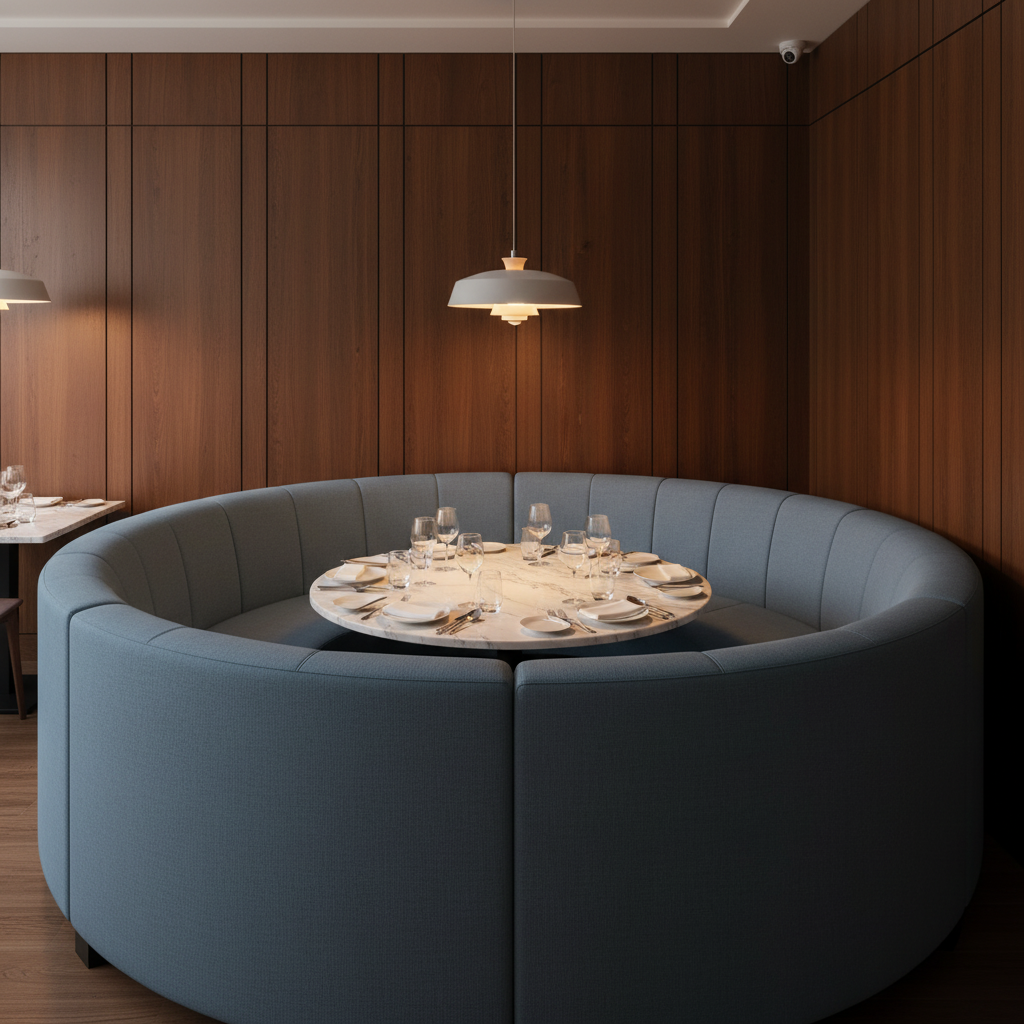 Aarden - Slate Blue Silicone Hybrid Upholstered Banquette | Architectural Fabrics