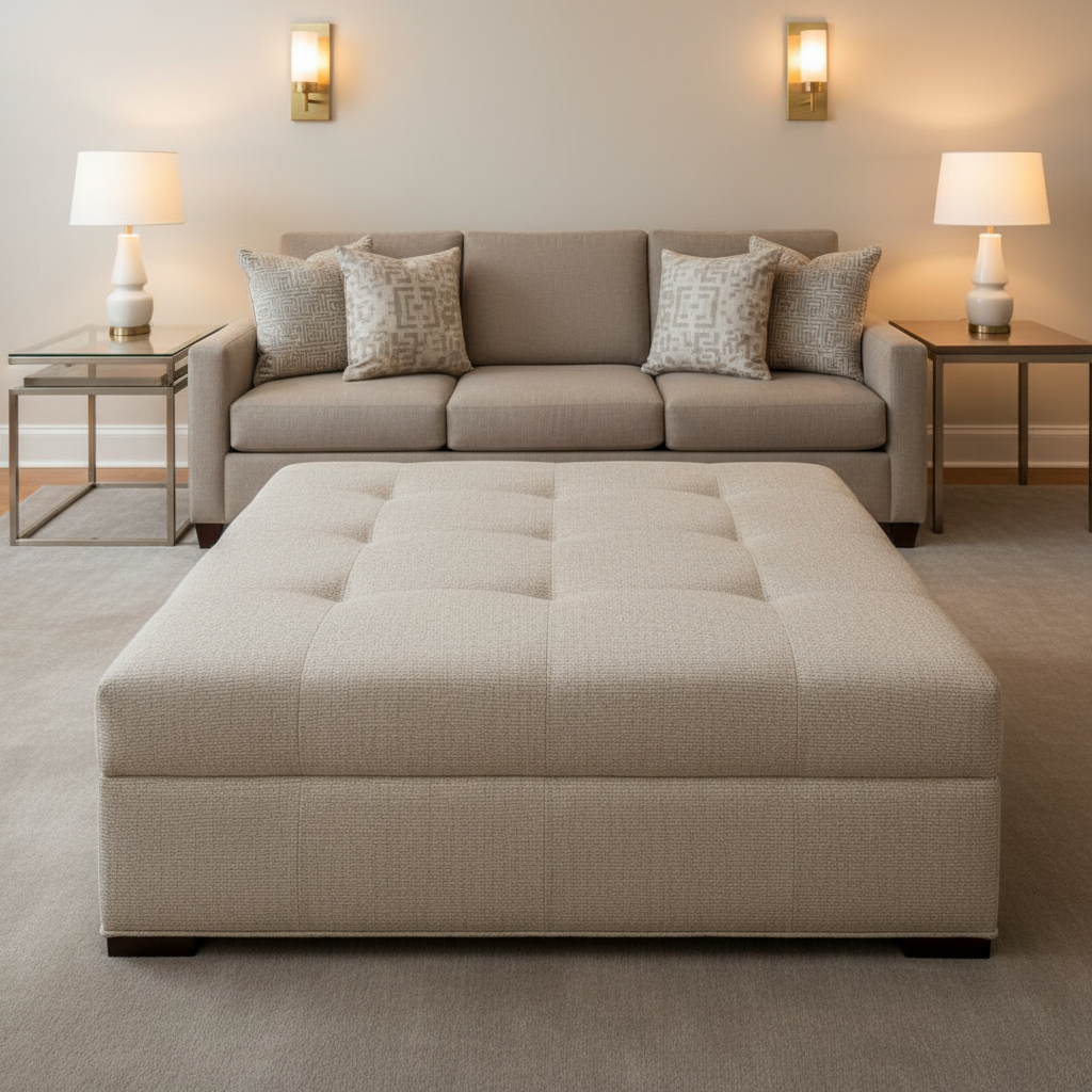 Sisal Bay - Merino Upholstered Ottoman | Architectural Fabrics