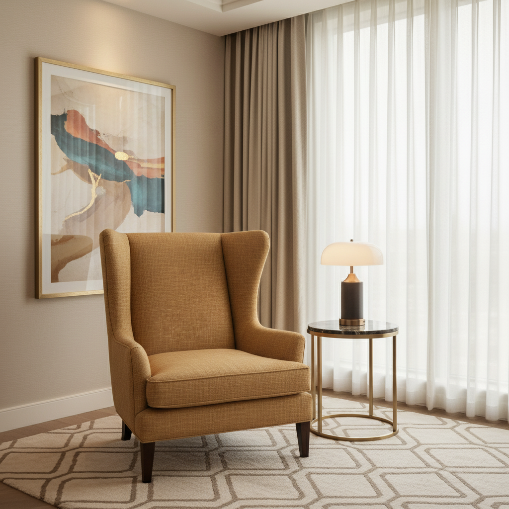 Linen Weave Texture Golden Tan Upholstered Chair | Architectural Fabrics