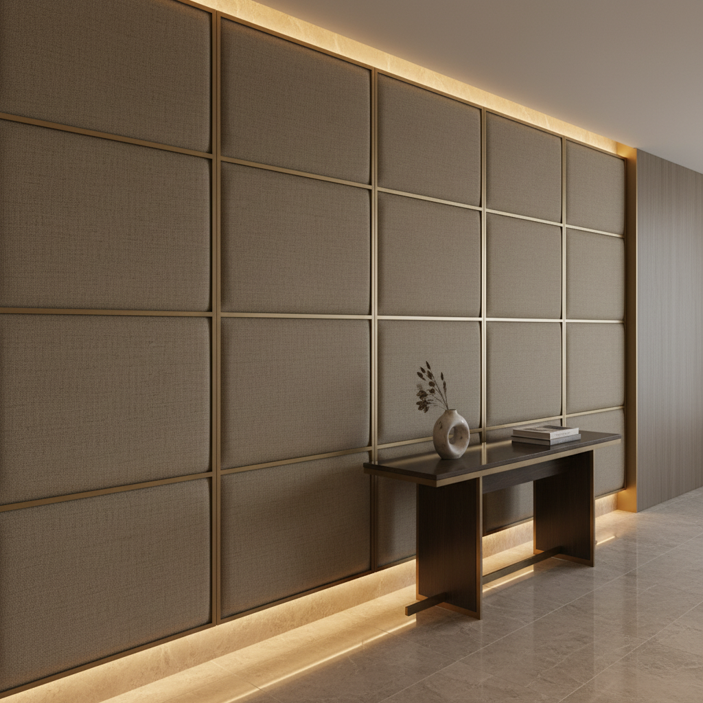 Fine Woven Texture Muted Taupe Upholstered Wall Panel | Architectural Fabrics