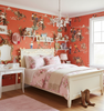 The Original Yeeha 1950's Cowboy - Orange Spice Mid-Century Modern | Architectural Wallcoverings - Girls Bedroom Room Setting