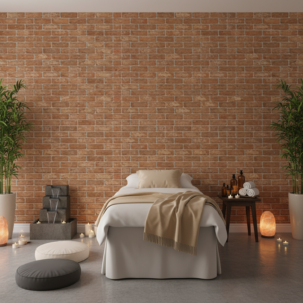 Vomera Faux Red Brick | Hollywood Wallcoverings - Healthcare Waiting Room commercial room setting
