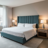 Fine Vertical Texture Deep Teal Upholstered Headboard | Architectural Fabrics